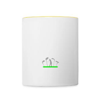 Hilarious Golf Geschenk Design OGD Obessive Golf - Tasse zweifarbig - Weiß/Gelb - Vorne