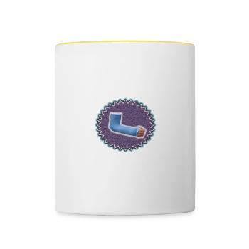 Drôle, je fais mon propre cadeau de bras cassé de cascades pour les garçons - Mug contrasté - blanc/jaune - Devant