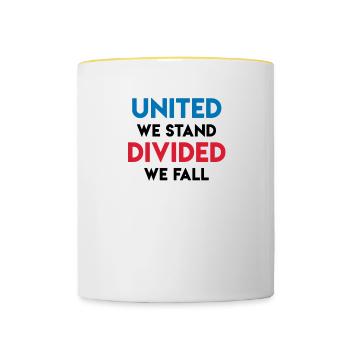 VEREINT STEHEN WIR GESPALTEN WIR FALLEN - Tasse zweifarbig - Weiß/Gelb - Vorne