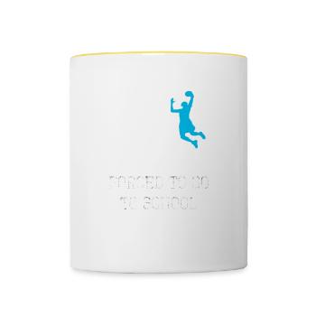 Funny Born to do Basketball Forced to Go To - Contrasting Mug - white/yellow - Front