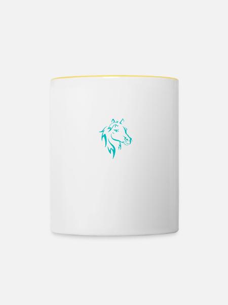 Cute I'm Just a girl who loves horses - Contrasting Mug - white/yellow