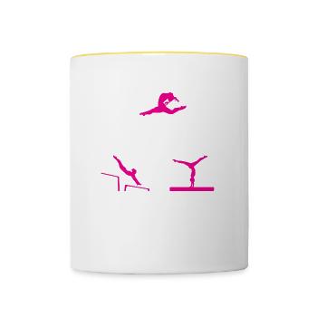 Gymnastique drôle de filles Voici qui je suis - Mug contrasté - blanc/jaune - Devant