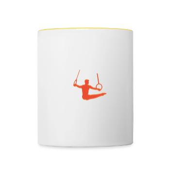 Funny Boy Gymnast If this was easy there would - Contrasting Mug - white/yellow - Front