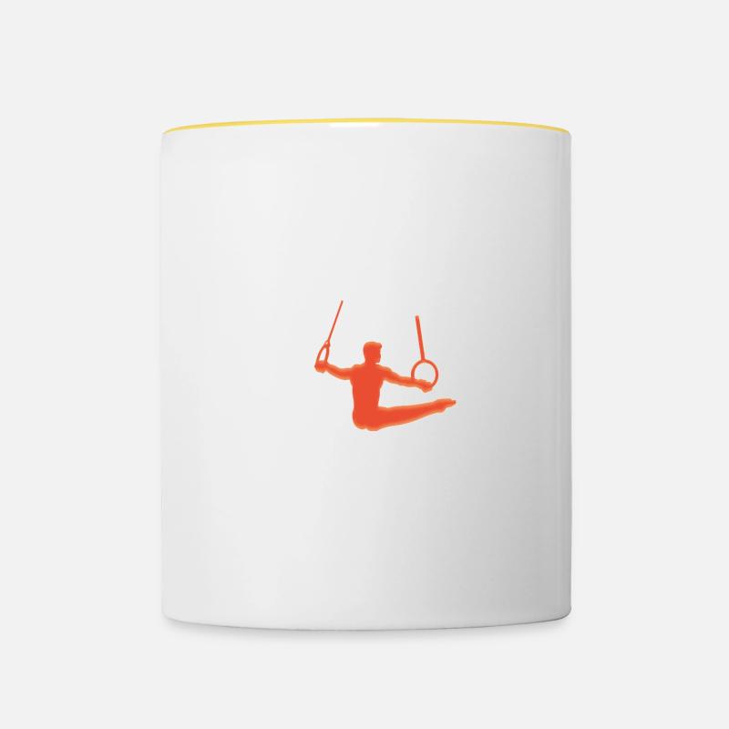 Funny Boy Gymnast If this was easy there would - Contrasting Mug - white/yellow