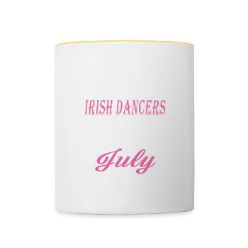 Irish Dance Legends are born in July - Contrasting Mug - white/yellow - Front