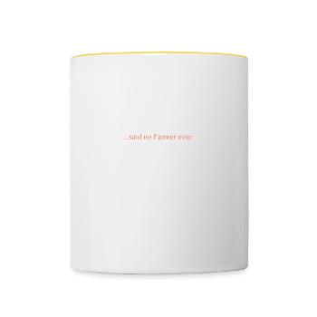 Drôle dit qu'aucun agriculteur n'a jamais conçu - Mug contrasté - blanc/jaune - Devant