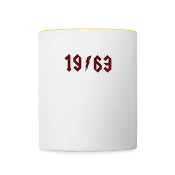 Top 1963 Birthday Rock Classic Gift Design - Contrasting Mug - white/yellow - Front