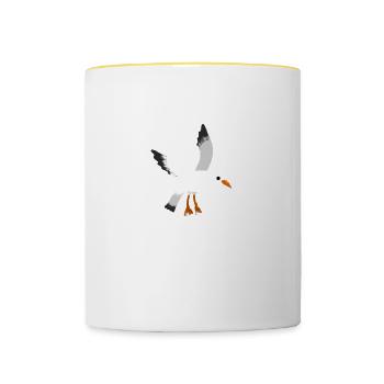 Möwe Norddeutsch Plattdeutsch Moin Hambur Geschenk - Tasse zweifarbig - Weiß/Gelb - Vorne