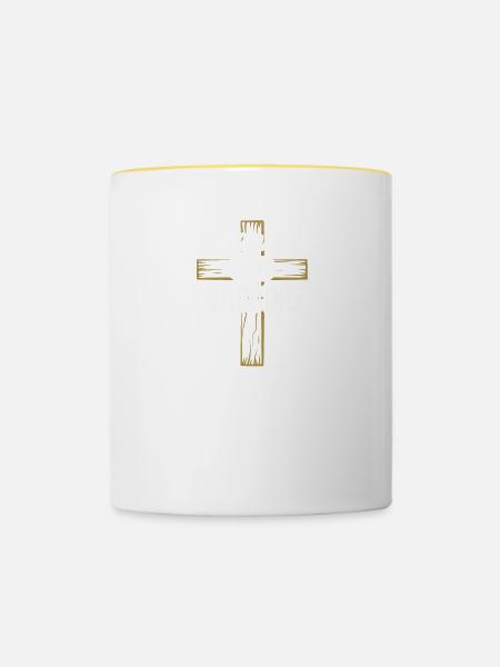 Jésus est mon vaccin chrétien - Mug contrasté - blanc/jaune