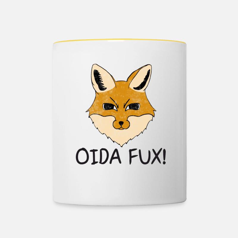 OIDA FUX! - Tasse zweifarbig - Weiß/Gelb