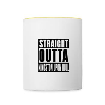Straight Outta Kingston Upon Hull - 'ull - Tasse zweifarbig - Weiß/Gelb - Vorne