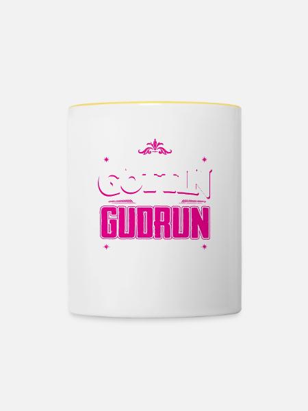 GUDRUN - Göttin - Tasse zweifarbig - Weiß/Gelb