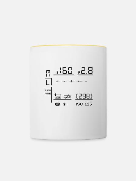 Fotograf, Kamera , Display - Tasse zweifarbig - Weiß/Gelb