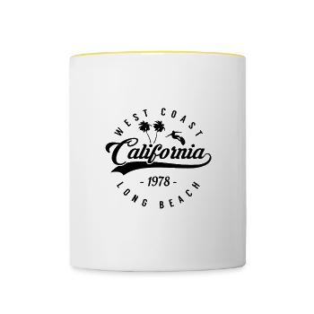 West Coast California Long Beach USA Surfer - Tasse zweifarbig - Weiß/Gelb - Vorne