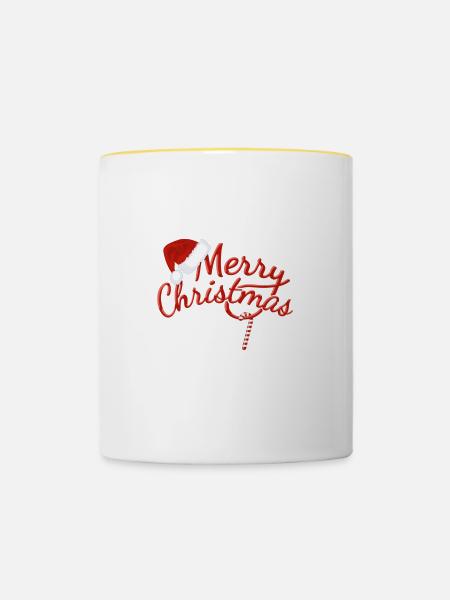 MERRY CHRISTMAS - Tasse zweifarbig - Weiß/Gelb