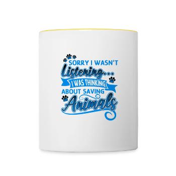 Penser aux animaux Sauver les animaux Sauver - Mug contrasté - blanc/jaune - Devant