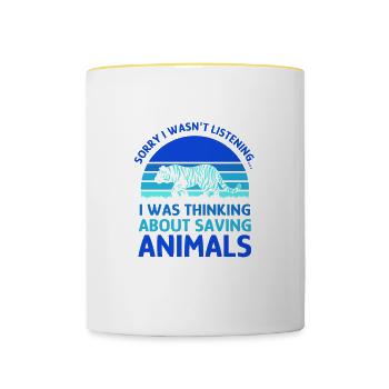 Thinking About Animals Tiger Sahara Desert Animal - Contrasting Mug - white/yellow - Front