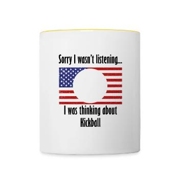 Penser à l'entraînement sportif Kickball Hobby - Mug contrasté - blanc/jaune - Devant