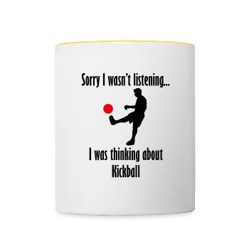 Un dicton ironique en pensant à l'entraînement au - Mug contrasté - blanc/jaune - Devant