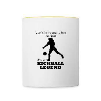 Kickball-Spielerin Pretty Kickball Girl Lustiges - Tasse zweifarbig - Weiß/Gelb - Vorne