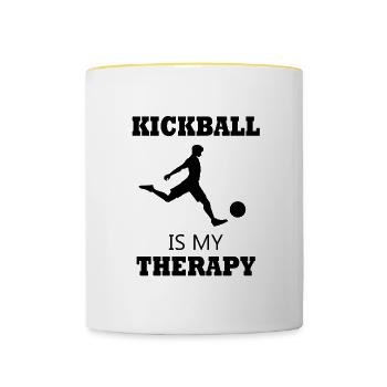 Ballsport Lustiges Sprichwort Kickball-Spieler - Tasse zweifarbig - Weiß/Gelb - Vorne