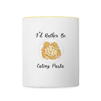 Manger des pâtes Spaghetti Lover Italian Food - Mug contrasté - blanc/jaune - Devant