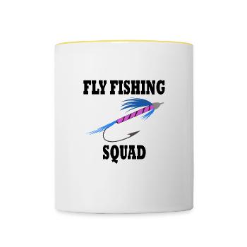 Hobby Fliegenfischen Squad Fischer fangen Fische - Tasse zweifarbig - Weiß/Gelb - Vorne