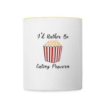 Popcorn essen Köstliches salziges Popcorn Lustiges - Tasse zweifarbig - Weiß/Gelb - Vorne