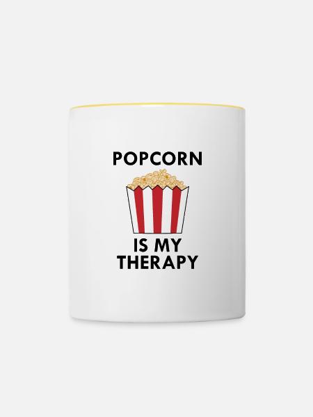 Ironischer Popcornkoch Sprichwort Popcorn essen - Tasse zweifarbig - Weiß/Gelb