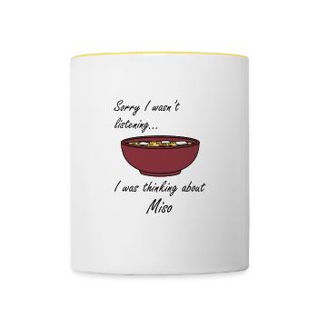 Thinking About Miso Soup Ramen Chef - Contrasting Mug - white/yellow - Front