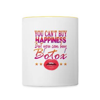 Vous ne pouvez pas acheter Happines mais acheter du Botox - Mug contrasté - blanc/jaune - Devant