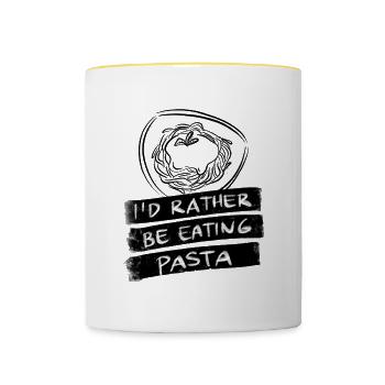 Manger des pâtes nouilles spaghetti Lover - Mug contrasté - blanc/jaune - Devant