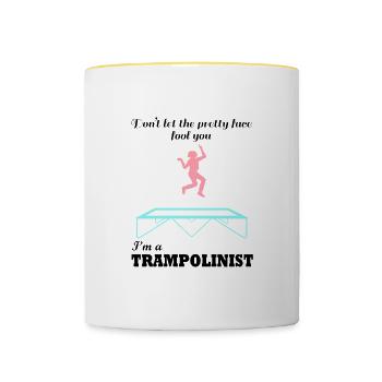 Ironic Quote Trampoline Jumping Trampolinist - Contrasting Mug - white/yellow - Front