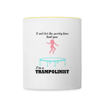 Trampoline Hobby Sports Jumping Ironic Saying - Contrasting Mug - white/yellow - Front