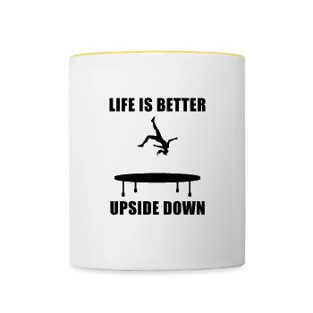 Ironic Quote for a Trampolinist Trampoline Jumping - Contrasting Mug - white/yellow - Front