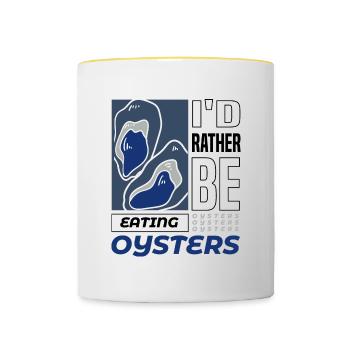 Manger Huîtres Fruits de mer Cuisine exotique Chef - Mug contrasté - blanc/jaune - Devant