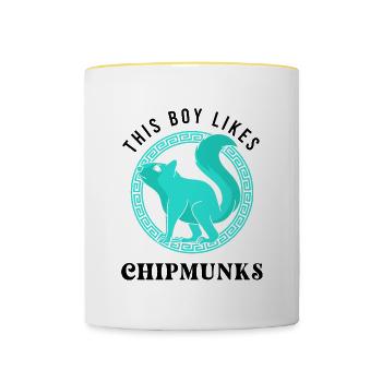 Cute Forest Animal Funny Quote Chipmunks - Contrasting Mug - white/yellow - Front