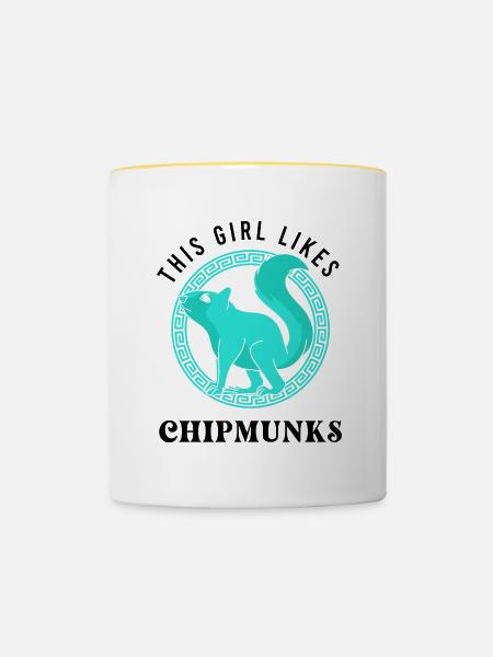 Mädchen mag Chipmunks Niedliches Waldtier - Tasse zweifarbig - Weiß/Gelb