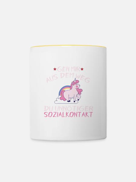 Geh mir aus dem weg du unnötiger Sozialkontakt - Tasse zweifarbig - Weiß/Gelb