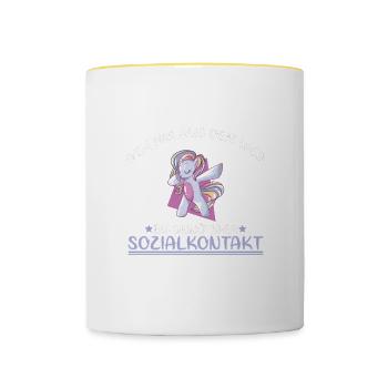 Geh mir aus dem weg du unnötiger Sozialkontakt - Tasse zweifarbig - Weiß/Gelb - Vorne