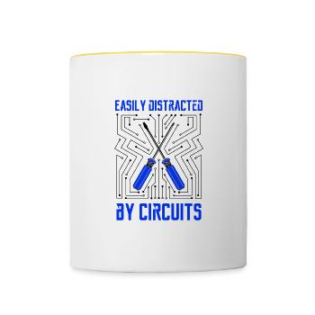Ironie du dicton Electro Worker Électricien - Mug contrasté - blanc/jaune - Devant