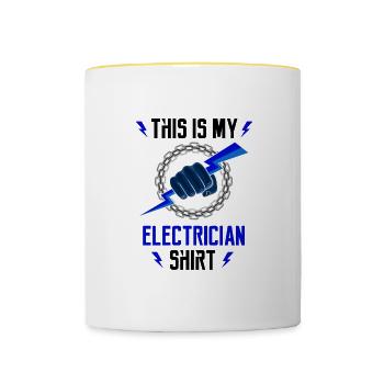 Citation Ironique Electricien Circuits de tension - Mug contrasté - blanc/jaune - Devant