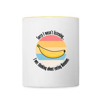 Eating Bananas Exotic Healthy Fruits - Contrasting Mug - white/yellow - Front