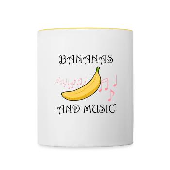 Bananas and Music Notes Eating Exotic Fruits - Contrasting Mug - white/yellow - Front