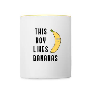 Healthy Fruits Bananas Ironic Saying - Contrasting Mug - white/yellow - Front