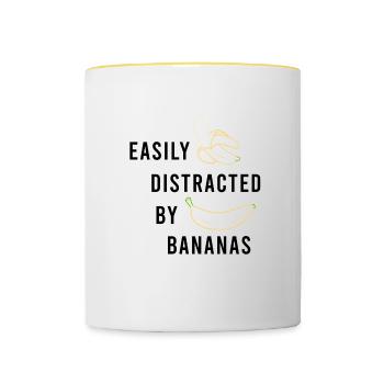 Healthy Fruits Distracted by Bananas Funny Quote - Contrasting Mug - white/yellow - Front