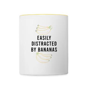 Eating Healthy Fruits Distracted by Bananas - Contrasting Mug - white/yellow - Front