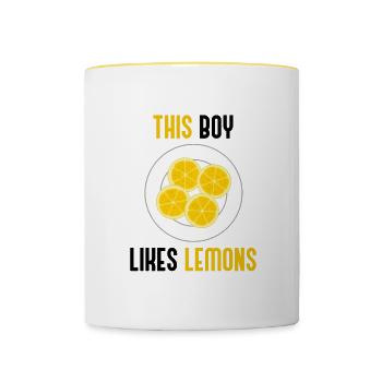 Boy Likes Lemons Eating Citrus Fruits Summer - Contrasting Mug - white/yellow - Front