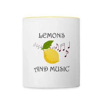 Citrus Fruits and Music Notes Musician Lemon - Contrasting Mug - white/yellow - Front