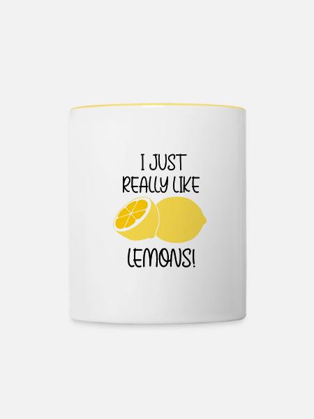 Ironisches Zitat: Really Like Lemons Lemonade - Tasse zweifarbig - Weiß/Gelb